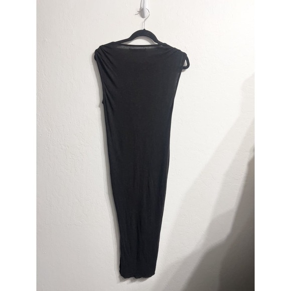 ALLSAINTS Gathered Tunic Cap Sleeve Dress US 2 Dark Gray Light Weight Raw Hem - Picture 2 of 6